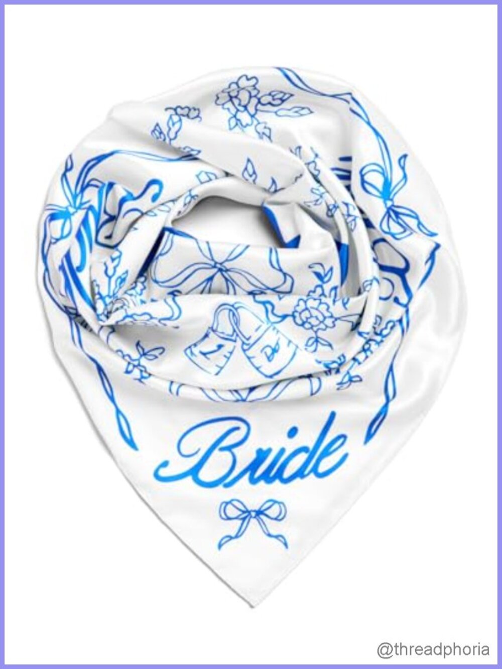 Silk Bride Head Scarf Bachelorette Bandana Bridal Shower Accessory 27x27